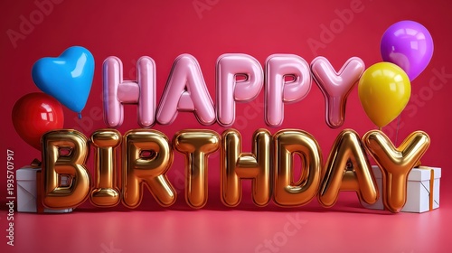 Happy Birthday Valentine's Day Romantic Love Balloon Celebration