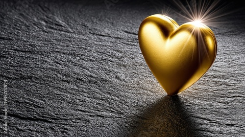 Elegant Golden Heart on Black Slate for Romantic Valentine's Day