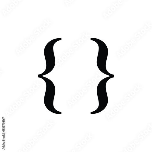 Curly Braces Serif Symbol – Typography Vector Icon