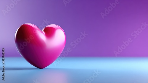 Valentine's Day Romantic Pink Heart on Purple Background