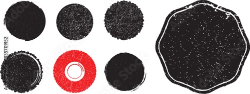 Grunge post Stamps Collection, Circles. Banners, Insignias , Logos, Icons, Labels and Badges Set . vector distress textures.blank shapes.
