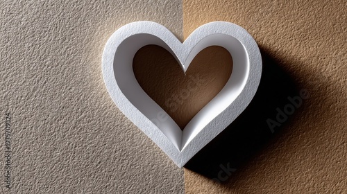 Elegant 3D White Heart for Valentine's Day Romantic Background