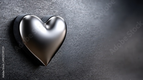 Metallic Silver Heart for Valentine's Day Romantic Background
