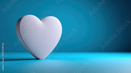 Valentine's Day White Heart on Blue Background Romantic Love Concept