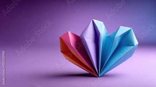 Colorful Origami Heart for Valentine's Day Romantic Love Concept