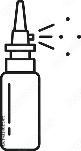 Black and white illustration of a nasal spray bottle dispensing liquid