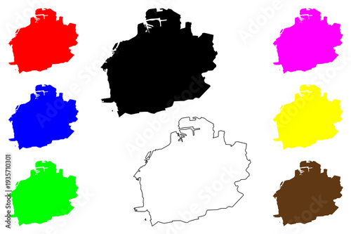 Malmo city (Kingdom of Sweden) map vector illustration, scribble sketch Malmö map