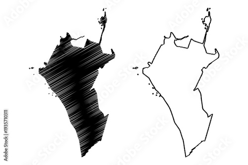 Takashima island (Japan, East Asia, Japanese archipelago) map vector illustration, scribble sketch Takashima map