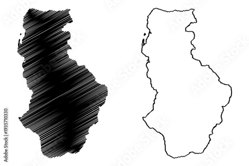 Tokunoshima island (Japan, East Asia, Japanese archipelago, Amami Islands) map vector illustration, scribble sketch Tokuno map