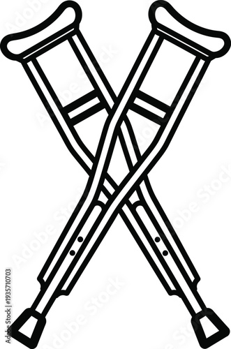 Crutches crossed on a white background for mobility aid