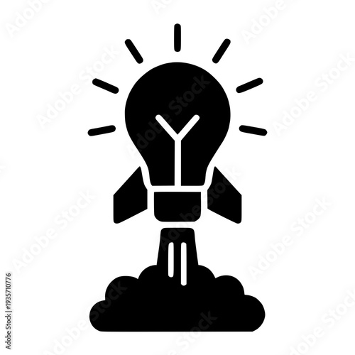 Startup light bulb innovation silhouette on white background
