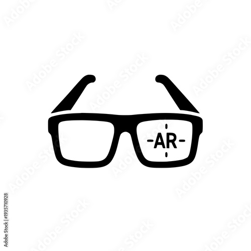 Augmented reality glasses representation in minimalist black and white design