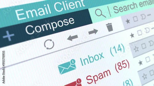 Contact interface frome customer counter for inbox and spam emails online digital display