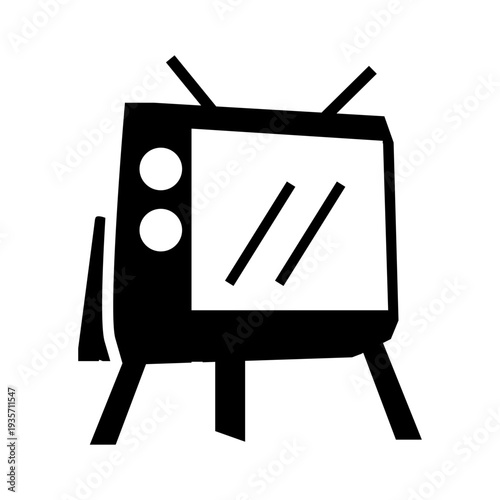black retro tv glyph icon illustration vector