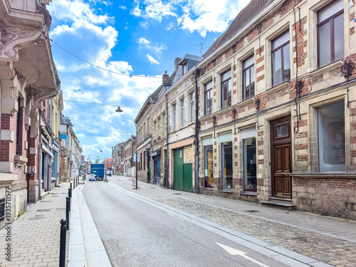 Street view of old village Valenciennes in France