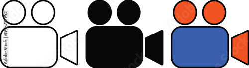 Colorful cameras with different colored bodies and lenses white black blue