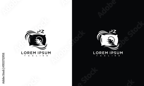 Modern Sleep Pillow Logo Design with Feather Swirl and Zz Symbol for Comfort Branding.