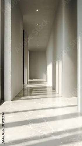 Modern Minimalist Corridor with Natural Light.