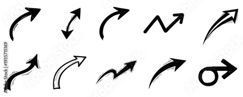 Hand drawn sketch arrows set for social media