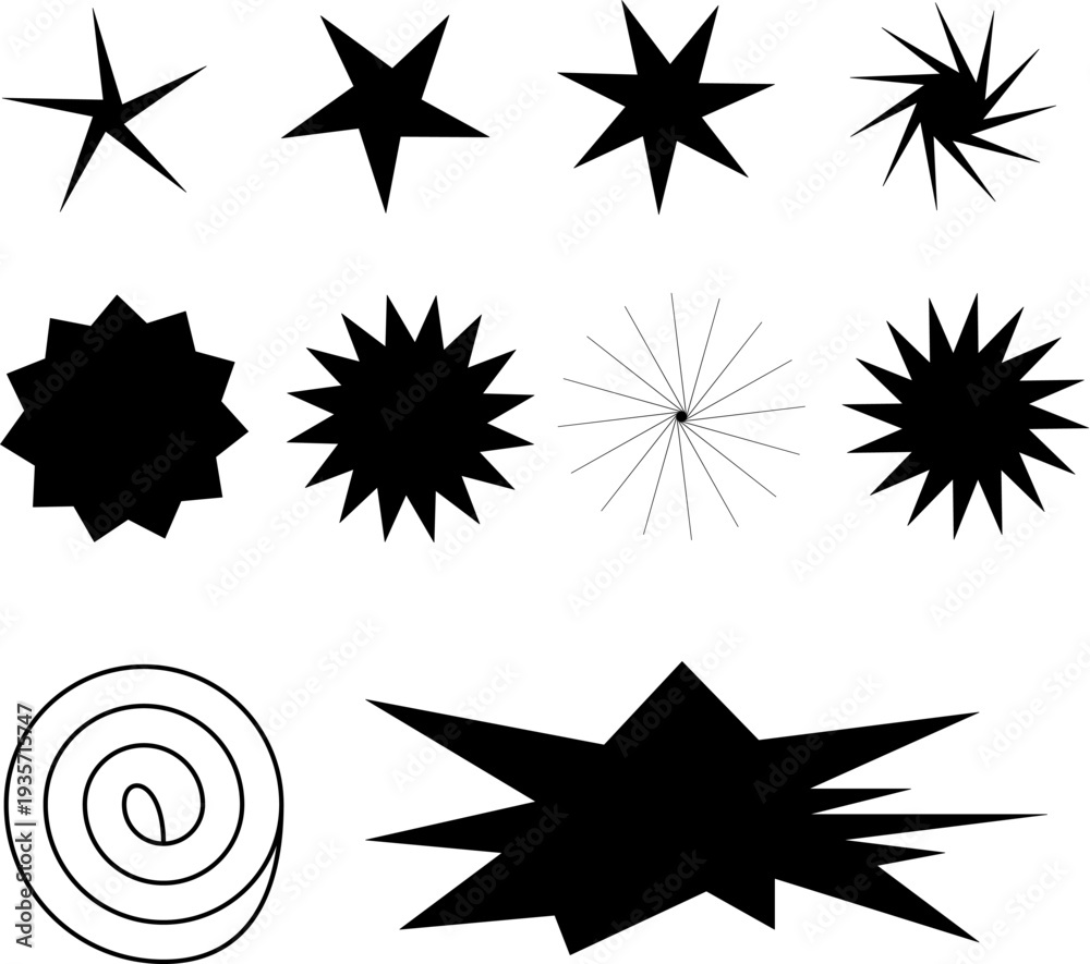 Fototapeta premium set of black and white stars