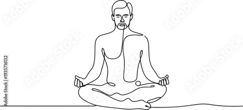continuous line drawing of male Kegel exercises.one line drawing of man doing kegel exercises.one line vector illustration with white background