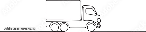 continuous line drawing of truck as land.one line vector illustration with white background