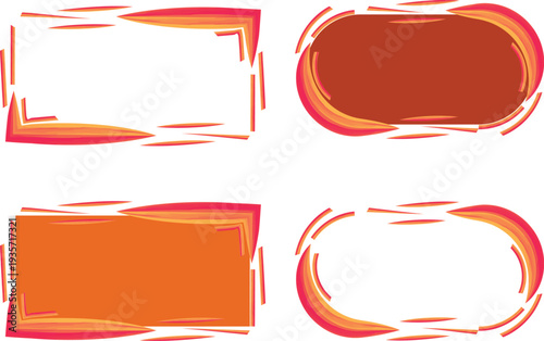 red orange colors banners creative text box shapes frames