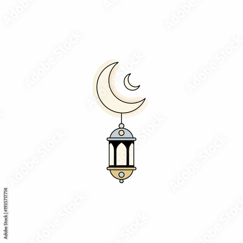 Elegant Ramadan lantern with crescent moon symbol