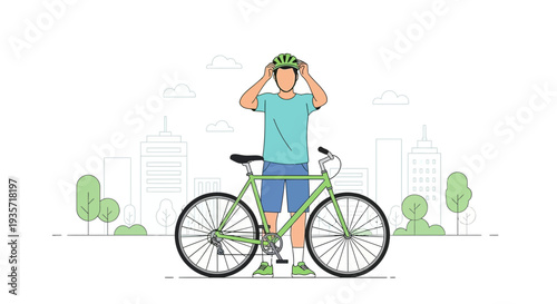 Young Person Securing Helmet Before Urban Bicycle Commute