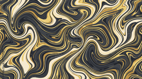 Elegant abstract marbled pattern featuring luxurious gold, dark gray, and cream fluid swirls, perfect for sophisticated designs.