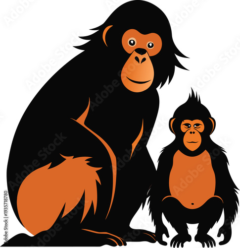 silhouette vector illustration of   orangutan moth (2)