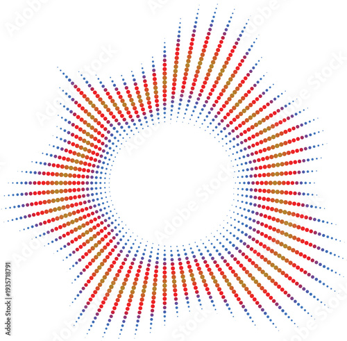 A vibrant and colorful radial pattern with a circular void in the center.