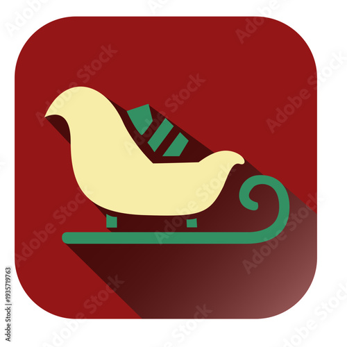 Yellow sleigh red square icon