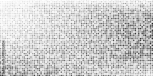 Abstract drunge halftone gradient background. Faded grit noise texture. White and black sand wallpaper. Retro pixelated backdrop modern simple design