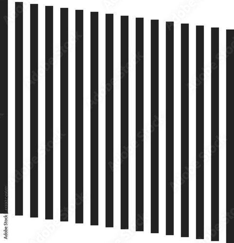 Abstract vertical black bars with slight curve on white.