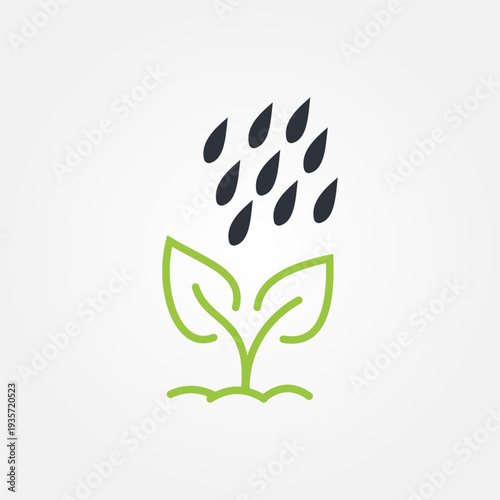 plants exposed to rain icon symbol illustration vector eps10 logo template design pattern seamless bright minimal design flat design realistic style simple design modern design