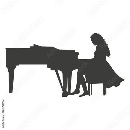 Female pianist silhouette