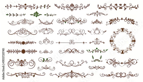 Elegant Vintage Ornament Collection for Design Projects and Invitations.