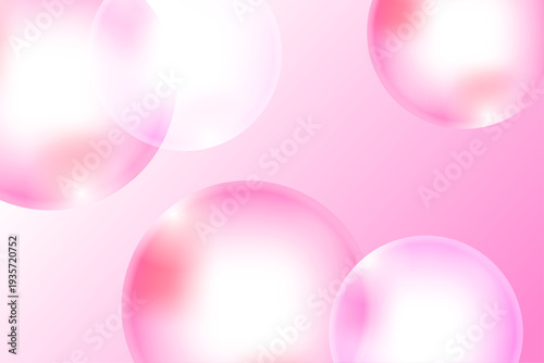 ピンク色 背景 立体 シャボン玉 透明 バブル 抽象 グラデーション デザイン