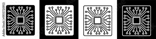 Minimalist Digital Processing Circuit Graphic Icon for Technology and Computing Concepts