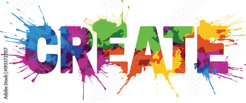 A colorful and creative graphic design with the word CREATE