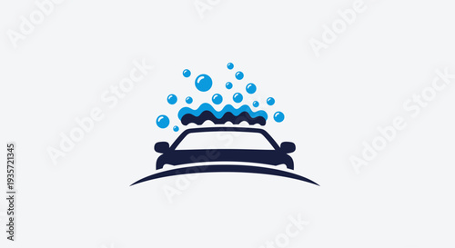 Car Wash Logo - Modern Icon with Bubbles and Wave