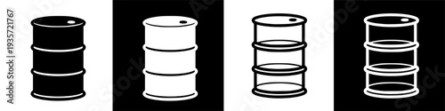Industrial Barrel Icons: Containers for Liquid Storage and Transport Symbols
