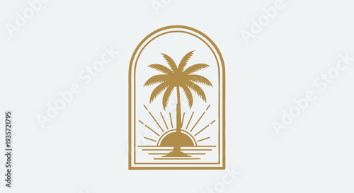 Golden Palm Tree Sunset Emblem