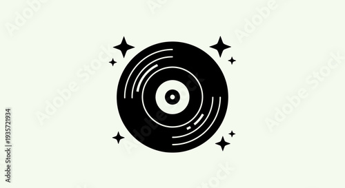 Retro vinyl record with sparkling stars, vintage music concept