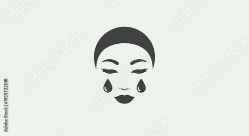 Sad Woman Crying Tears Icon