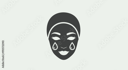 Sad Clown Face Icon with Falling Tears