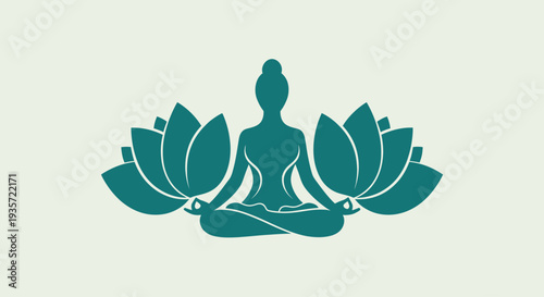 Meditating Woman Silhouette with Lotus Flowers
