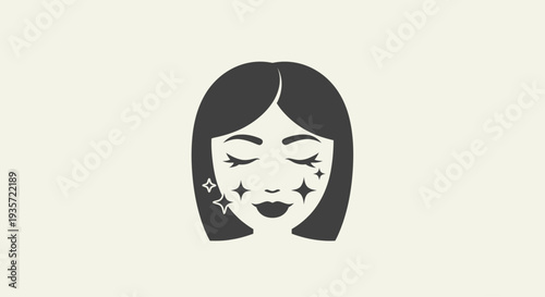 Sparkling Face Icon: Woman, Beauty, Glamour, Makeup, Shine, Glow, Vector Art