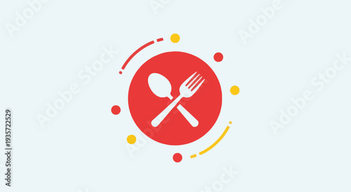 Modern Flat Icon of Spoon and Fork with Abstract Elements